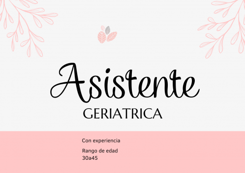 Se busca asistente geriátrica femenina con experiencia